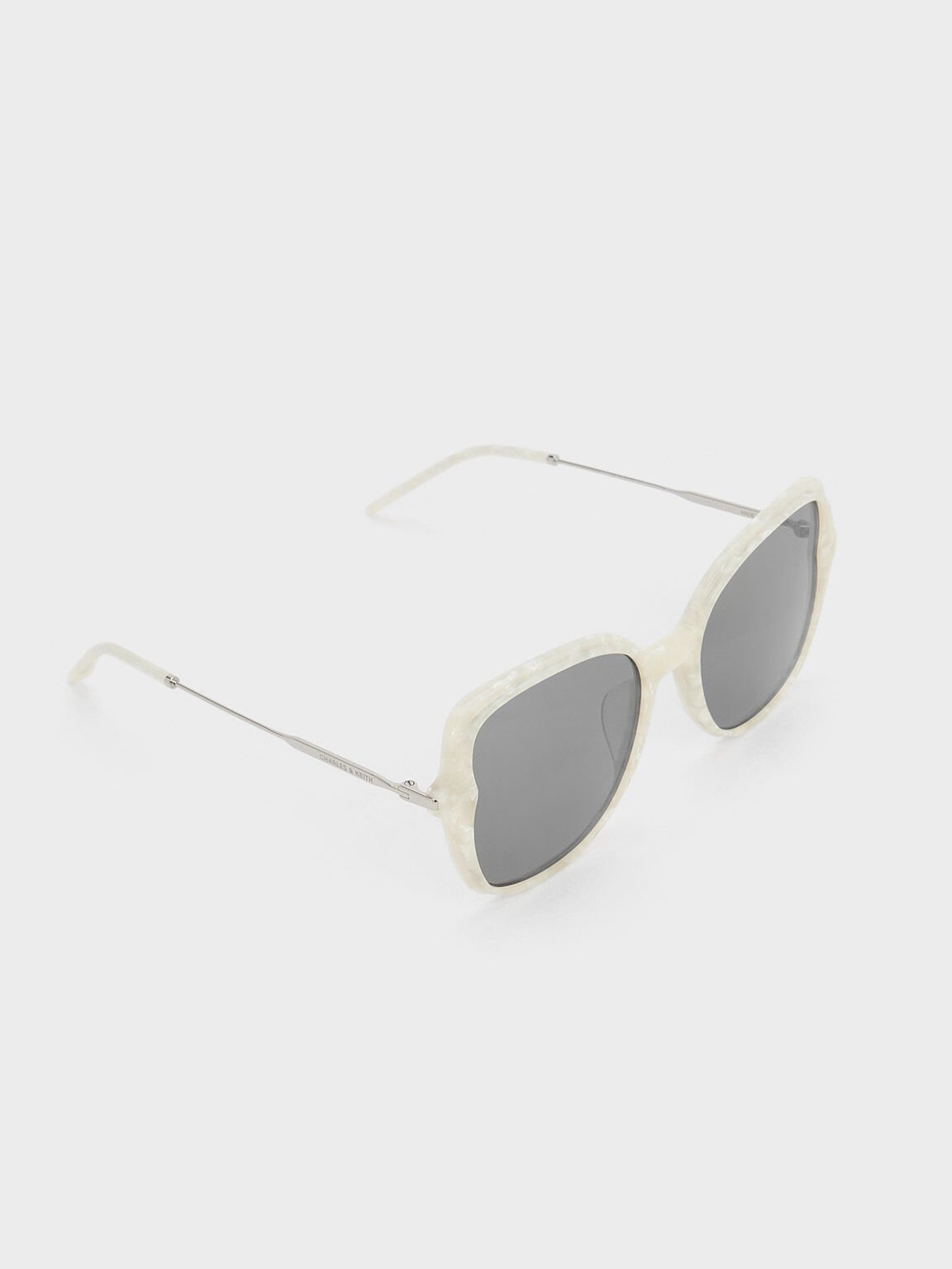 Oversized Recycled Acetate Butterfly Sunglasses, Pearl, hi-res