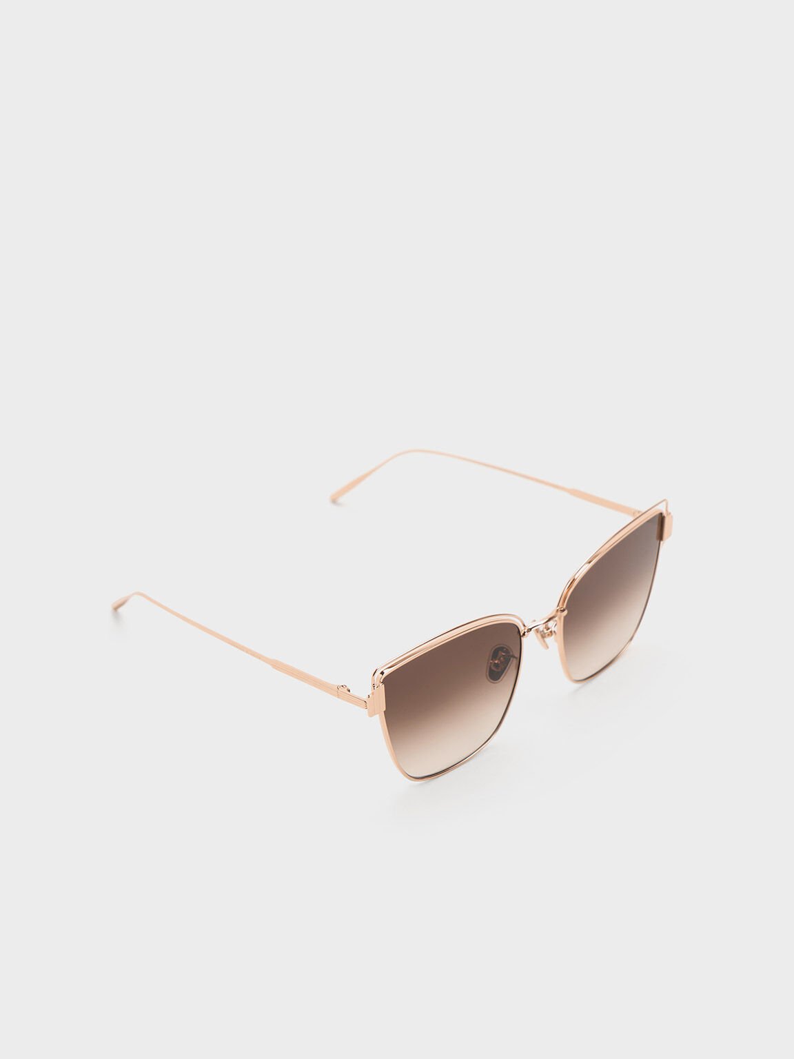 Wire-Frame Cat-Eye Sunglasses, Rose Gold, hi-res