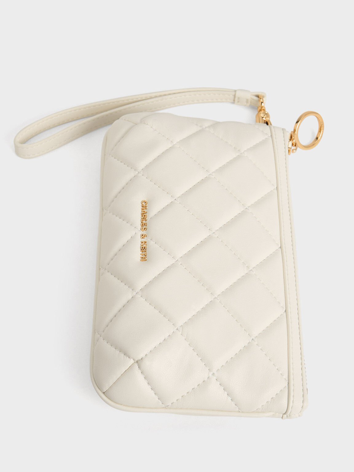 Cressida Quilted Wristlet, White, hi-res