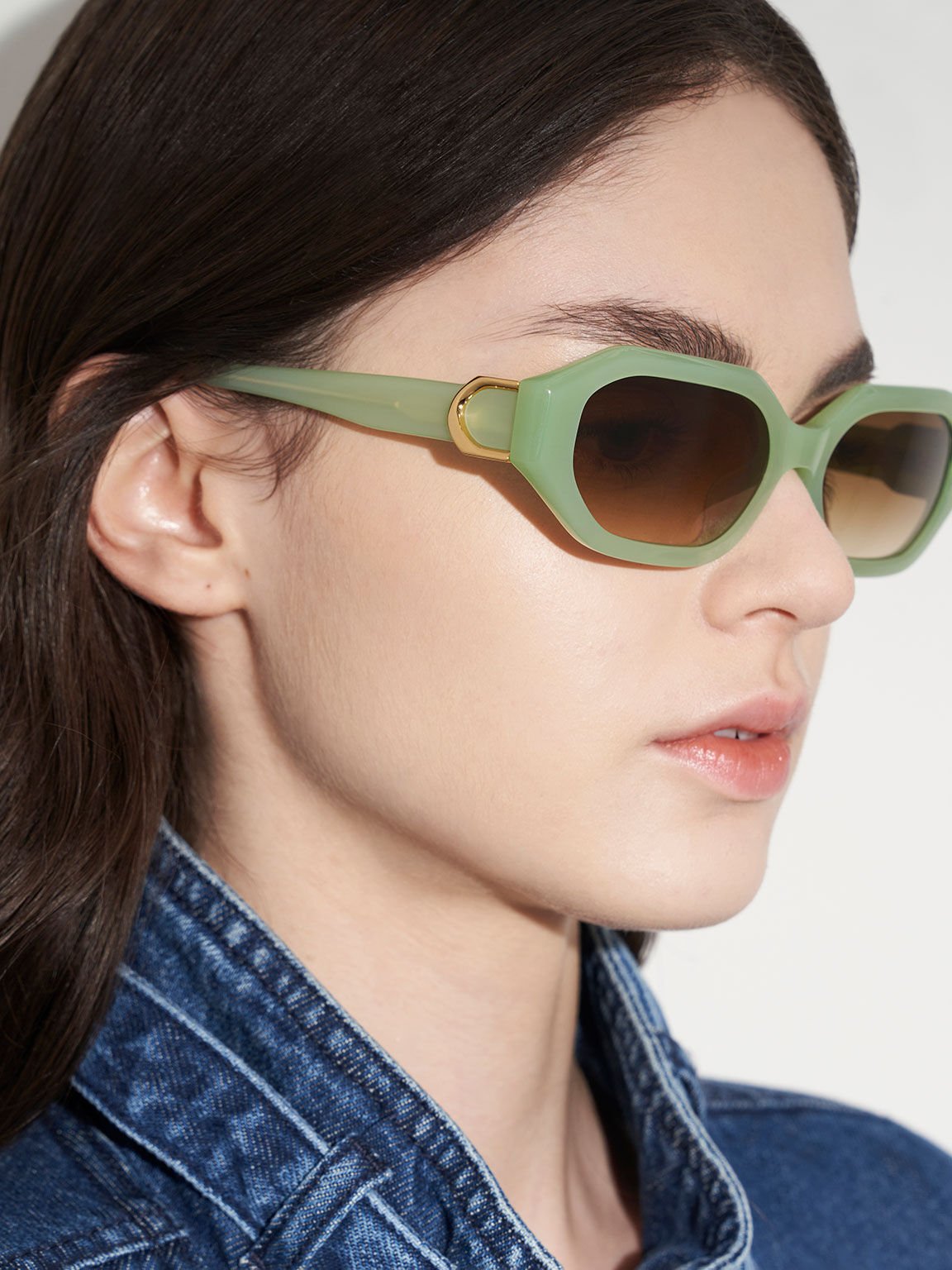 Gabine Recycled Acetate Oval Sunglasses - Mint Green