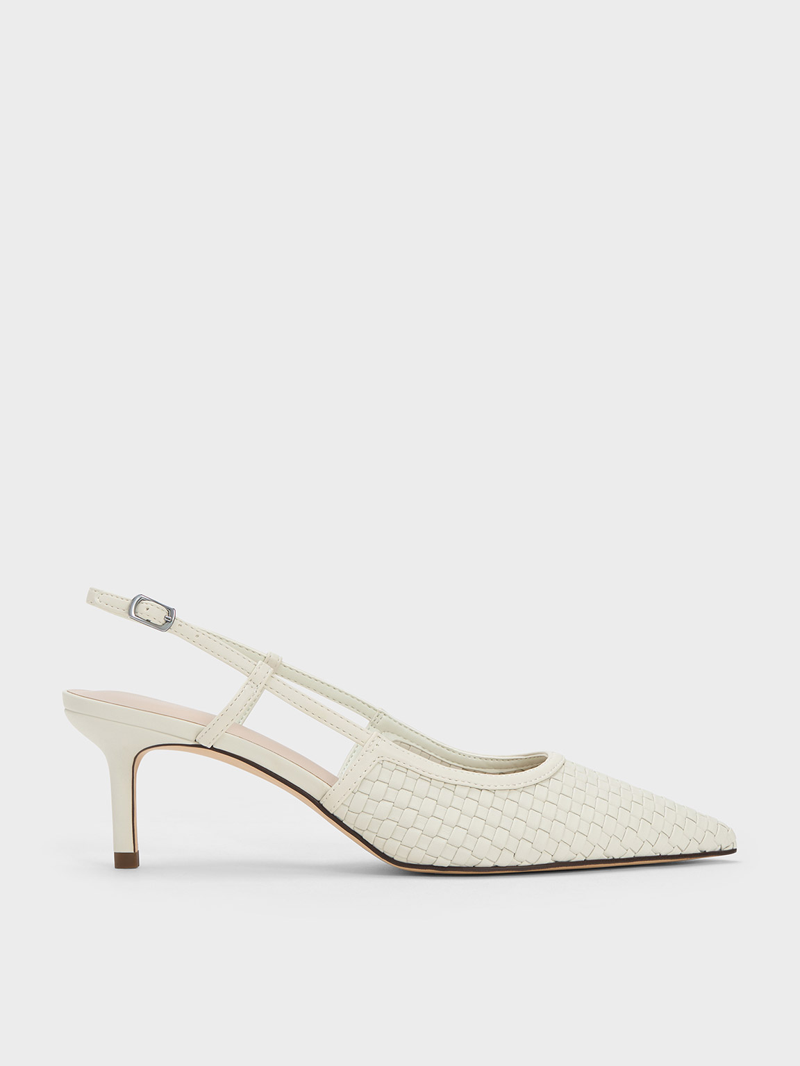 White Woven Slingback Pumps - CHARLES & KEITH IN