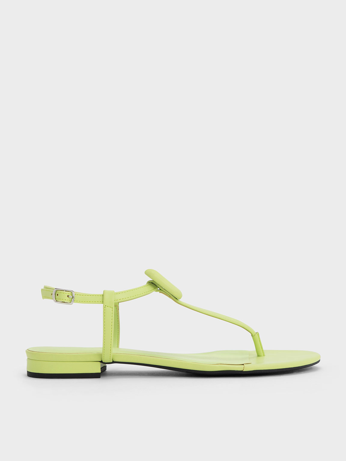 Stradivarius padded knot flat sandals in lime | ASOS