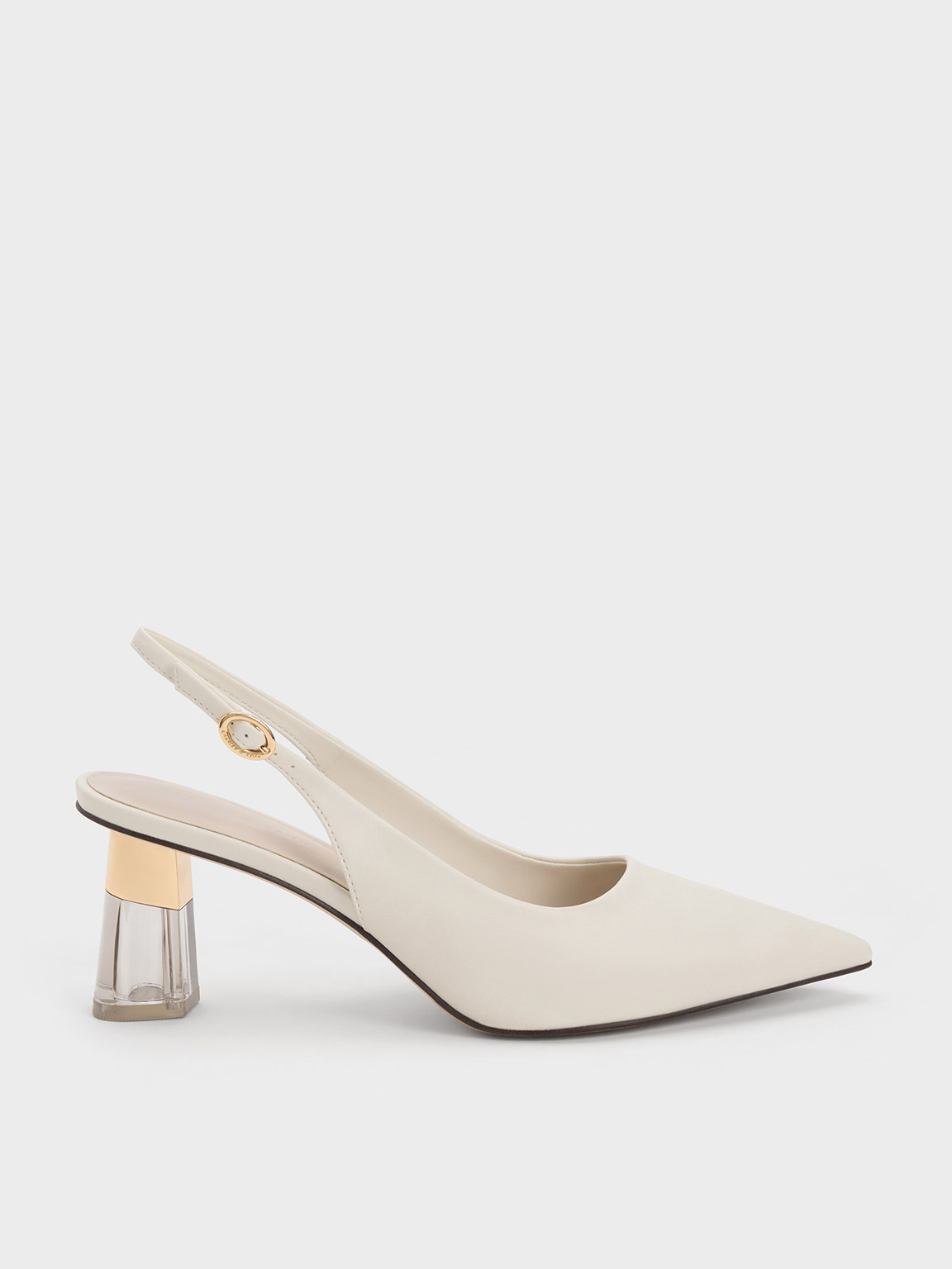 Nude Cylindrical Heel Back Strap Sandals - CHARLES & KEITH IN