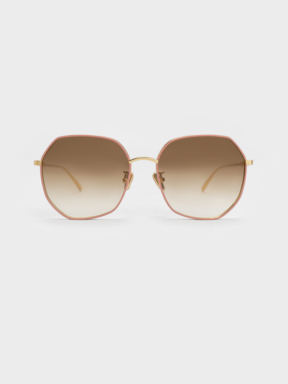 Pink Tinted Geometric Sunglasses - CHARLES & KEITH IN