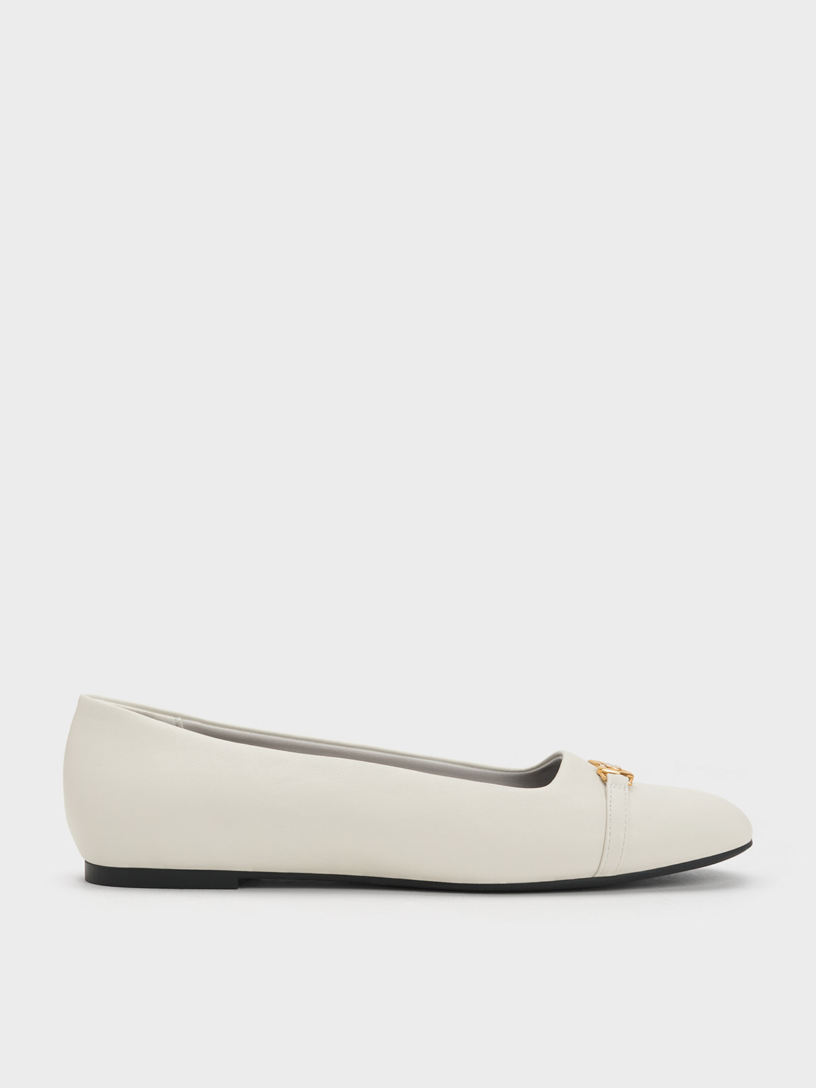 Chalk Metallic Accent Ballerinas - CHARLES & KEITH IN