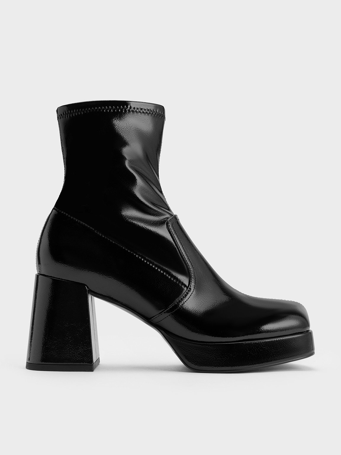 Black booties with online clear heel