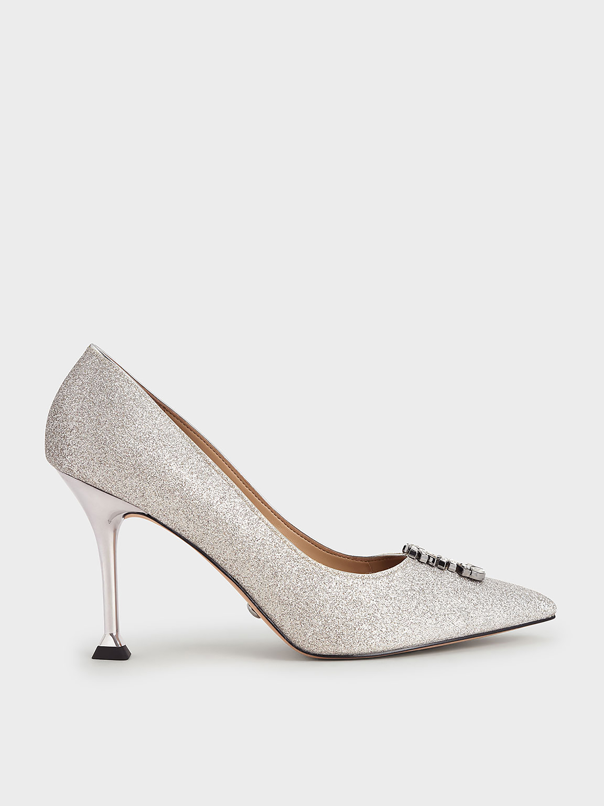 De Blossom Charlotte-17 Silver Sparkle Open Toe Ankle Strap Heel – Manic  Shoes