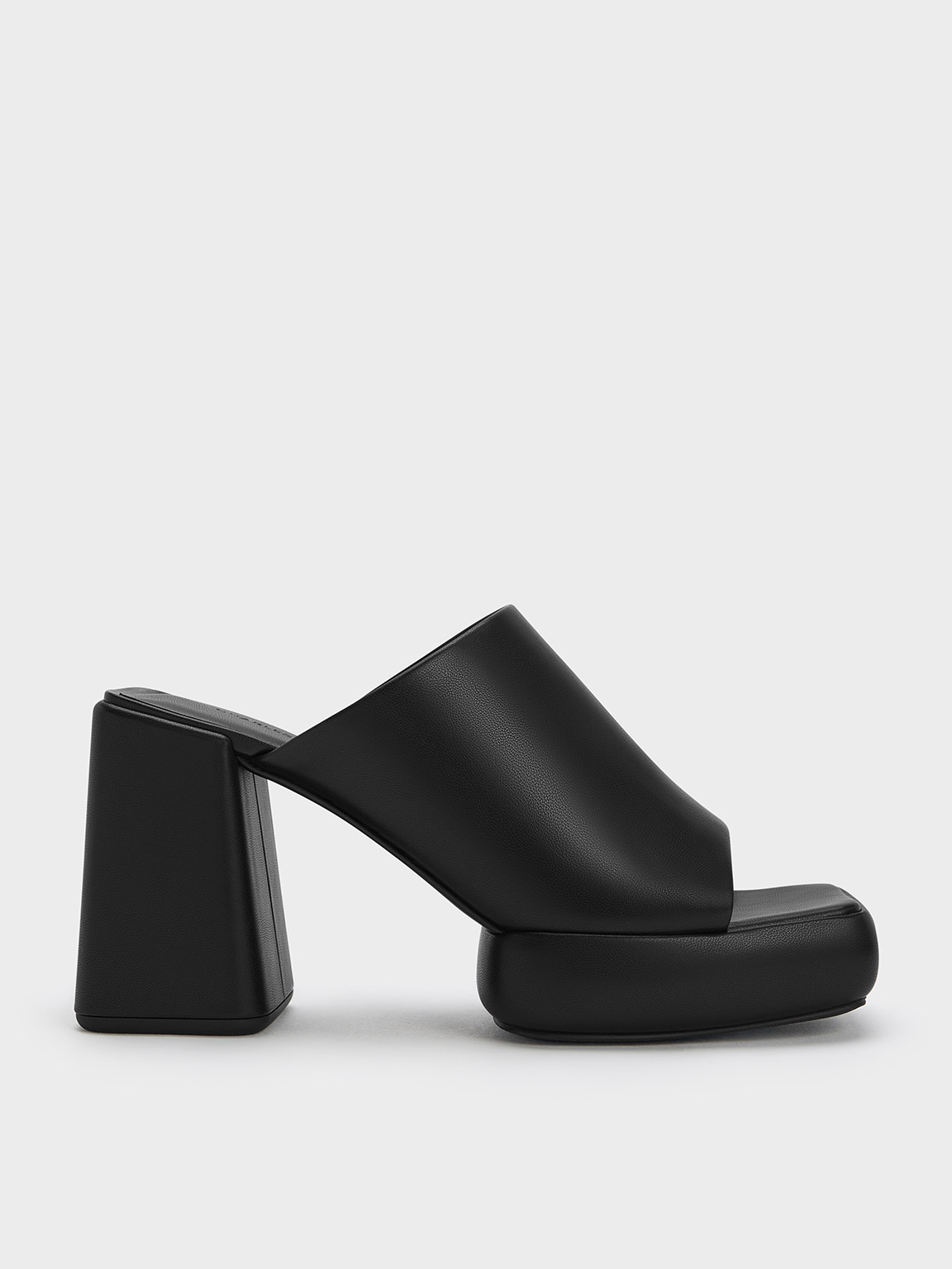 Black Lucile Block-Heel Platform Mules - CHARLES & KEITH IN