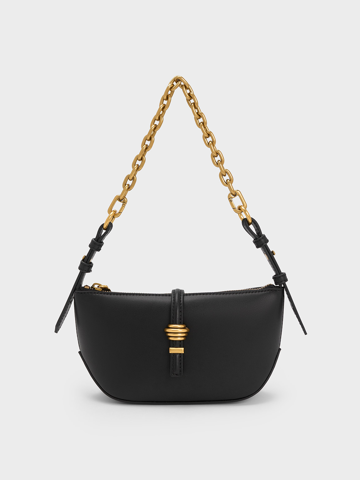 Black Trudy Belted Geometric Bag - CHARLES & KEITH IN