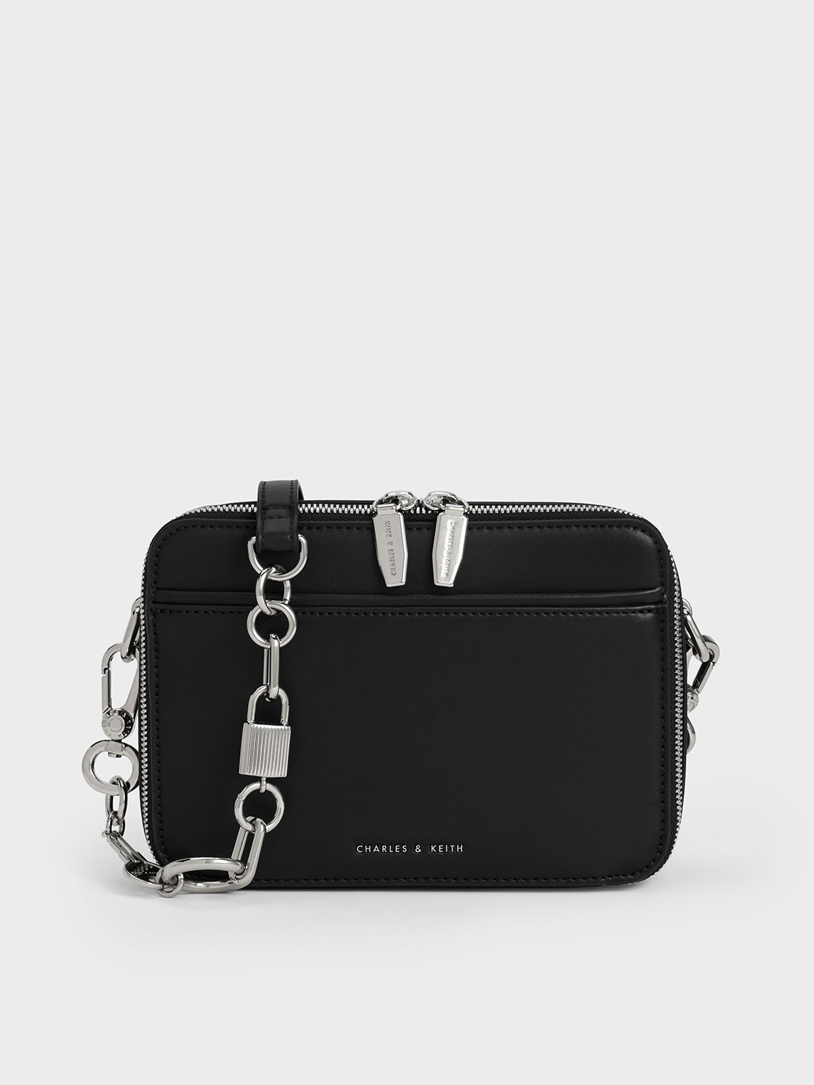 Noir Lock Key Chain Handle Bag CHARLES KEITH IN