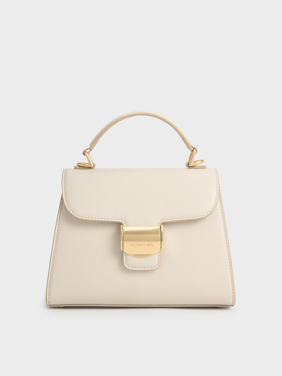 Beige Violetta Trapeze Top Handle Bag - CHARLES & KEITH IN