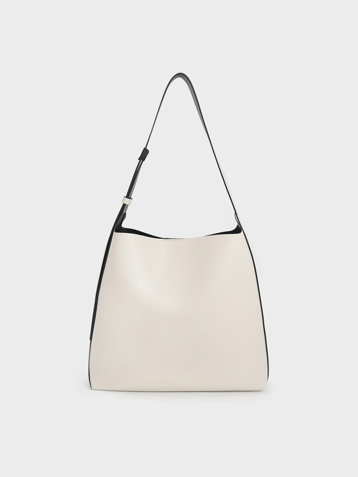 Cream Edna Contrast-Trim Tote Bag - CHARLES & KEITH IN